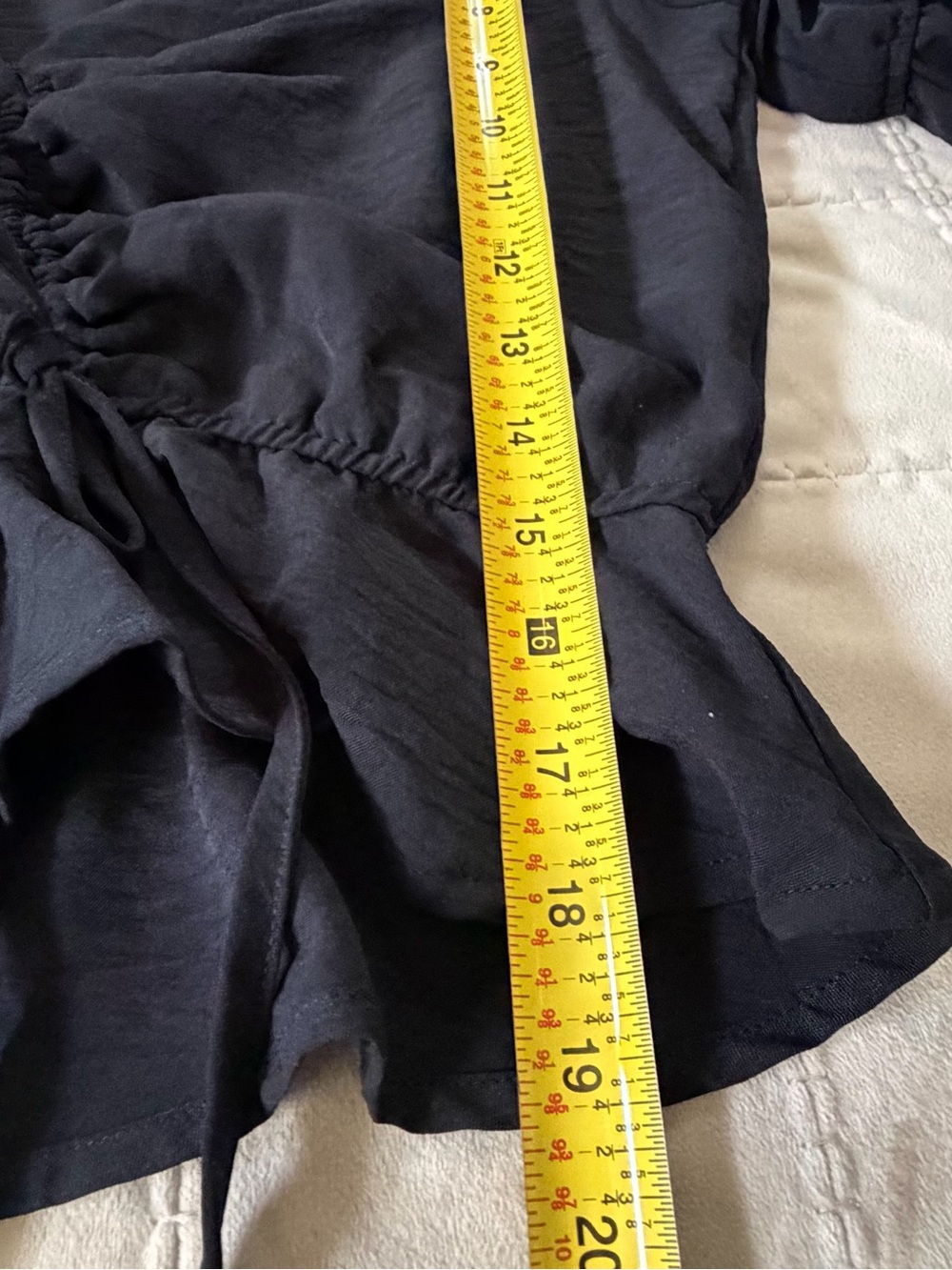 Love Tree Black Ruched V-Neck Drawstring Top - Picture 6 of 7